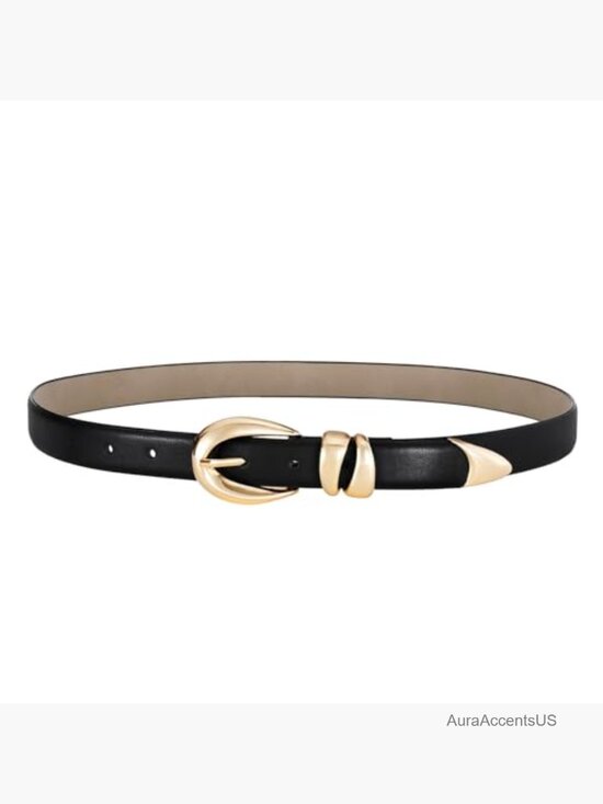 Adjustable Faux Leather Belt with Gold Buckle for Jeans, Dress, Pants main image 7